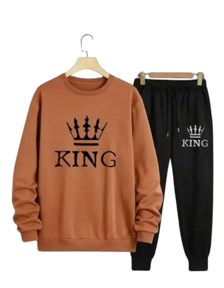 2 Pcs Men's Polyester Fleece Printed Track Suit