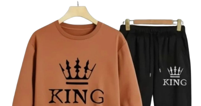 2 Pcs Men's Polyester Fleece Printed Track Suit