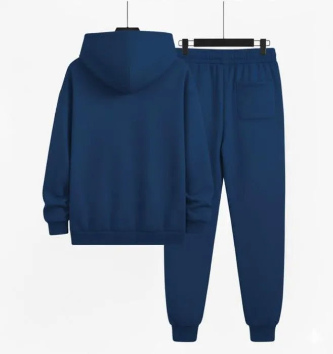 2 Pcs Men's Polyester Printed Hoodie Track Suit