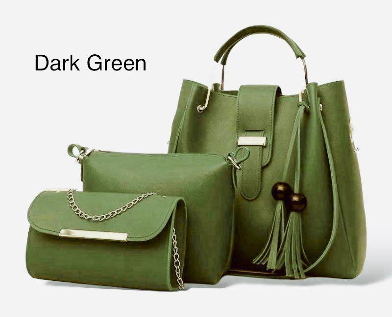 WOMAN LEATHER HAND BAG SET 3 PICS