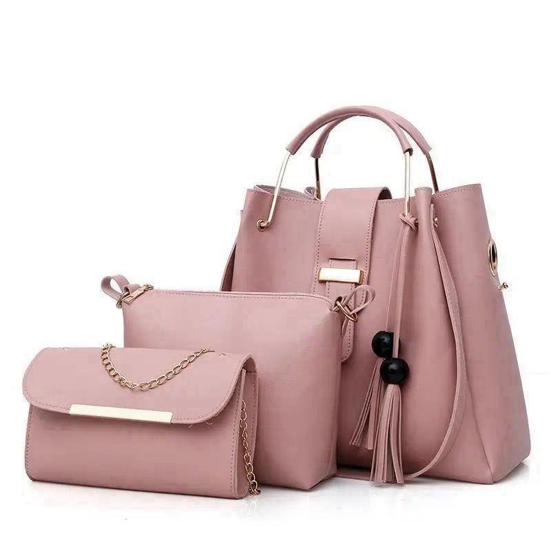 WOMAN LEATHER HAND BAG SET 3 PICS