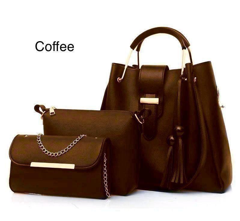 WOMAN LEATHER HAND BAG SET 3 PICS