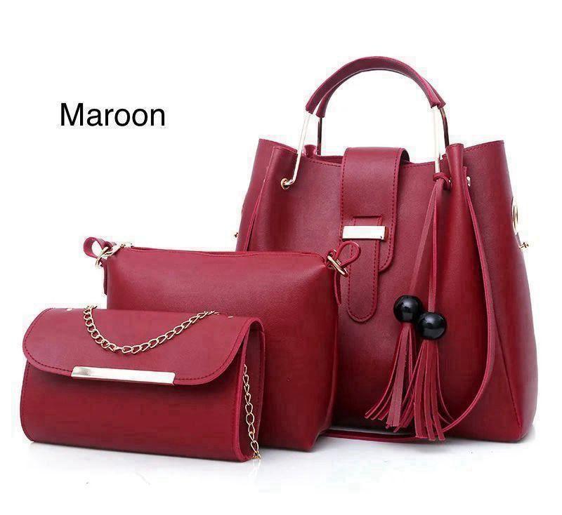 WOMAN LEATHER HAND BAG SET 3 PICS