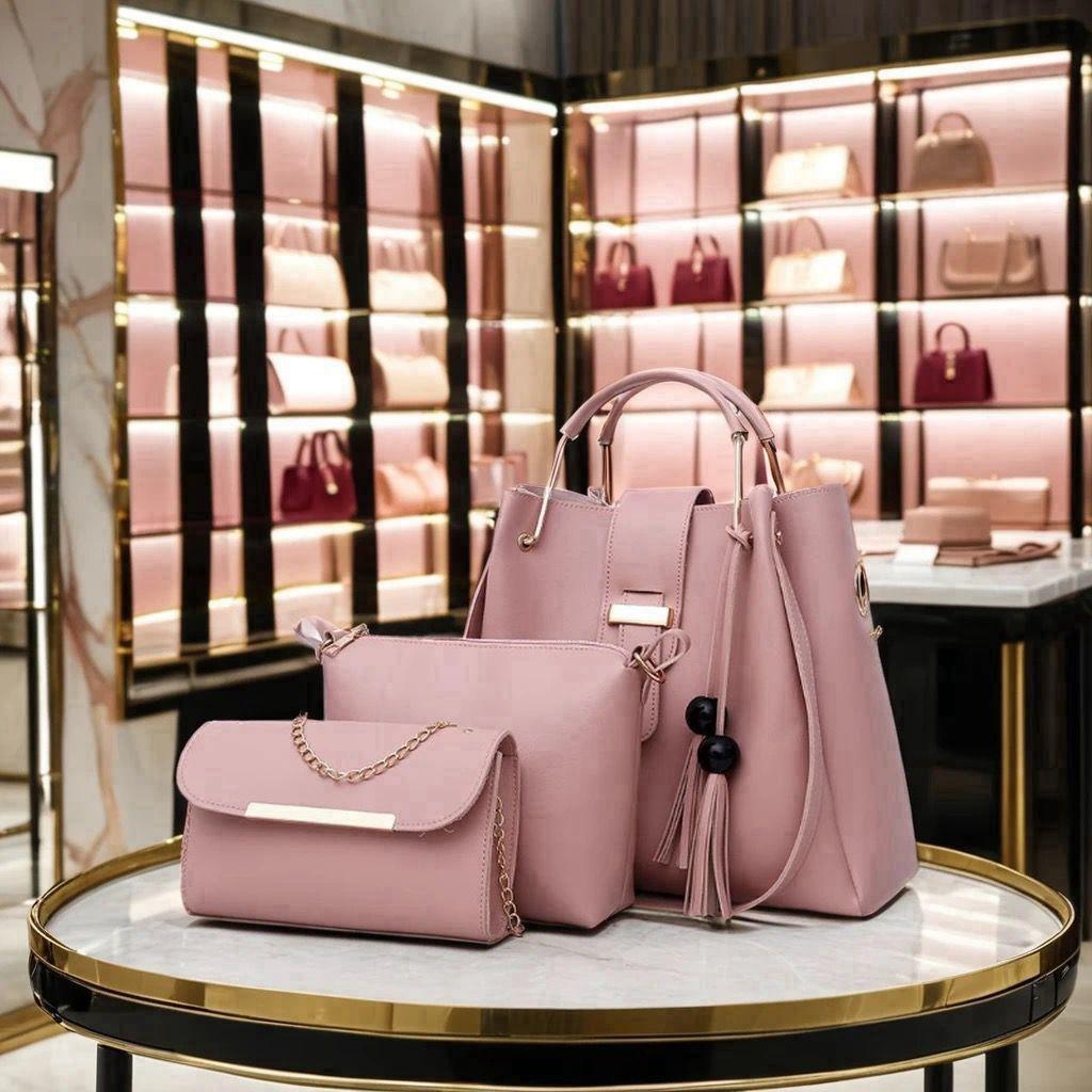 WOMAN LEATHER HAND BAG SET 3 PICS